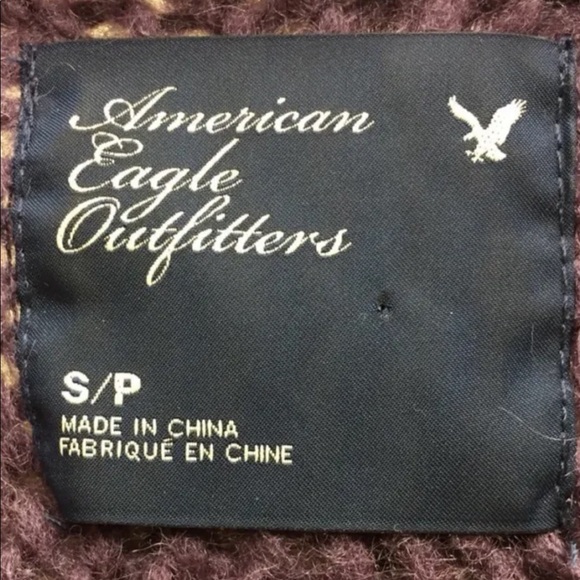 American Eagle Outfitters Cable Knit Women Sweater S V-Neck Mohair Wool Purple - Picture 4 of 6